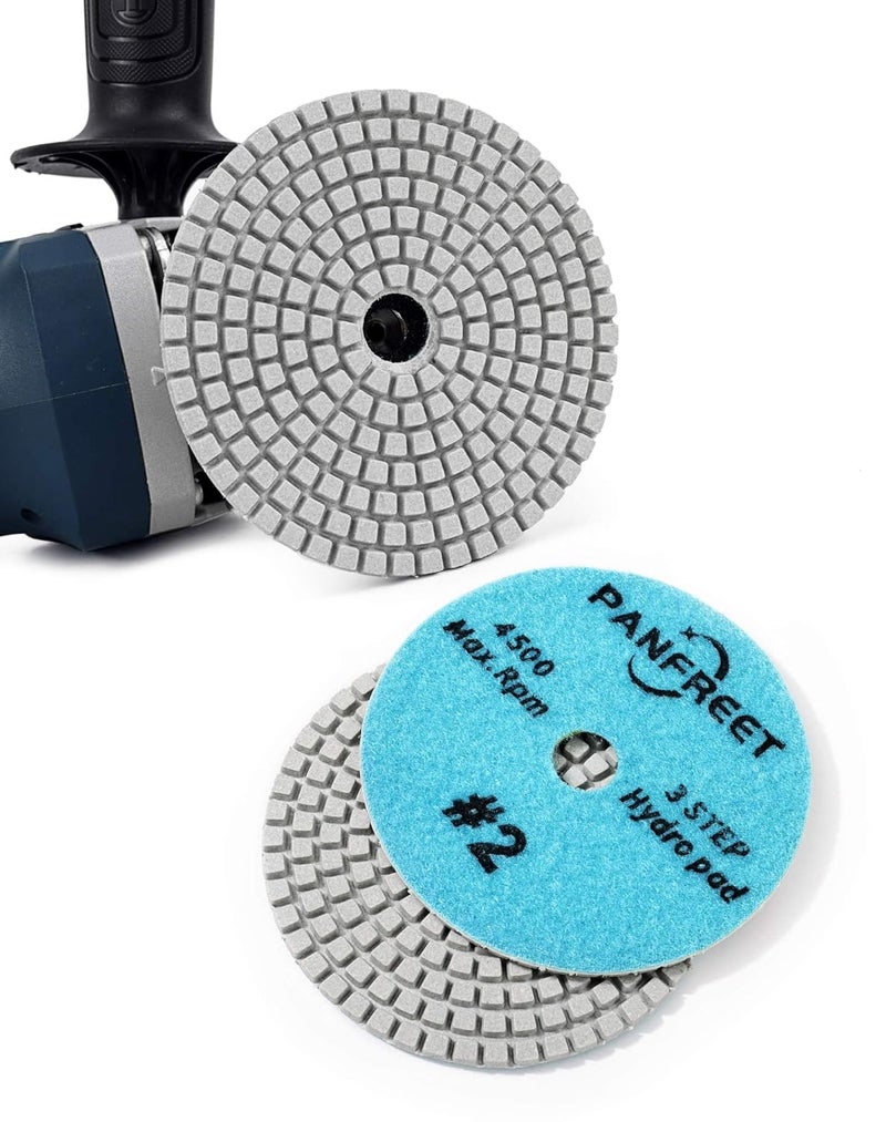 PANFREET 3 Step 4 Inch Diamond Polishing Pads,Step 2 Granite Stone Polish Pad for Granite Quartz Marble Concrete Terrazzo - Image 2